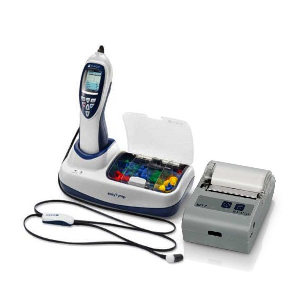 Maico Handheld device with cradle and wireless printer MIddle Ear Analyzer