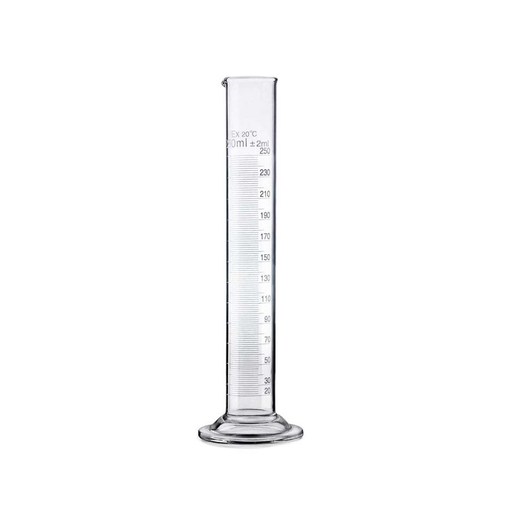 Glass Measuring Cylinder 250ml - Medical Grade Professional (Healthcare)